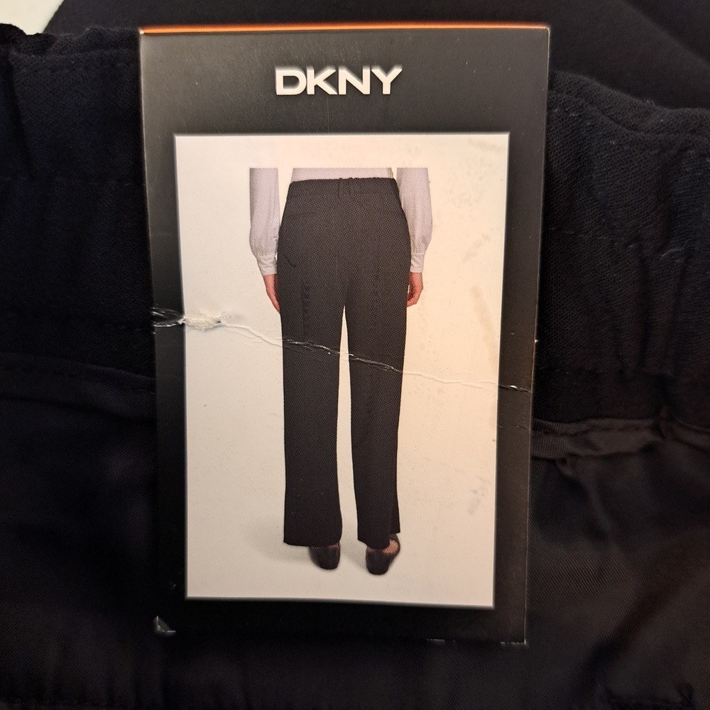 DKNY Wide Leg Pants Women 16 Black NEW Pull On Elastic Back 891-287-B8‎ - Picture 2 of 3